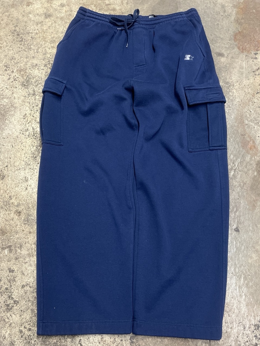 Y2K Starter Baggy Cargo Sweatpants Men’s Large Navy Comfy Skater Streetwear 00s